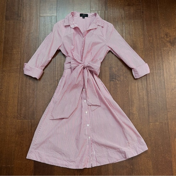 J. Crew Preppy Summer Red and White Striped Women’s Shirtdress, Size 4 - Picture 5 of 16
